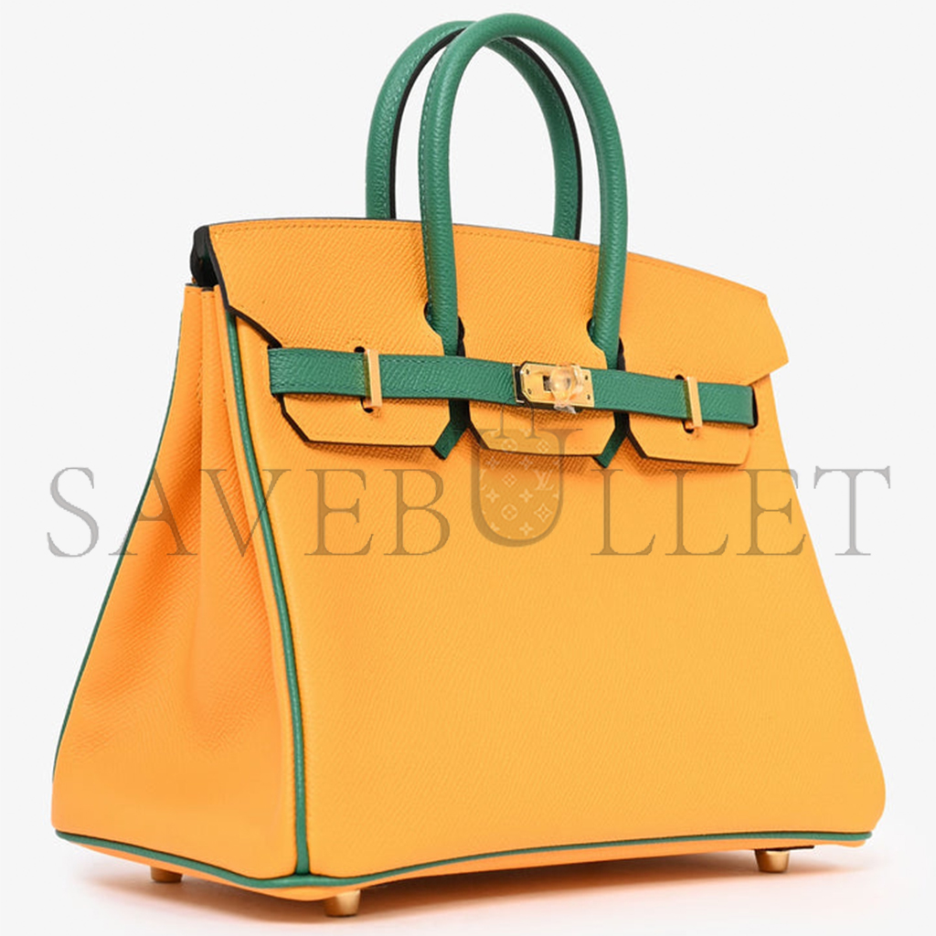H**mes master birkin 30 togo leather sun yellow and peacock green with gold buckle bag h028365cc30 (30*23*15cm)